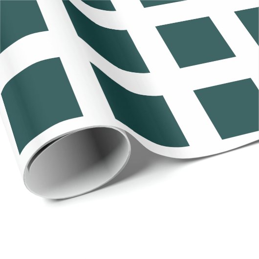 Quadrate - Dunkelgrün auf Weiß Geschenkpapier (Rolleneckpunkt)
