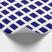 Quadrate - Dunkles Navy Blau auf Weiß Geschenkpapier (Ecke)