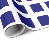 Quadrate - Dunkles Navy Blau auf Weiß Geschenkpapier (Rolleneckpunkt)
