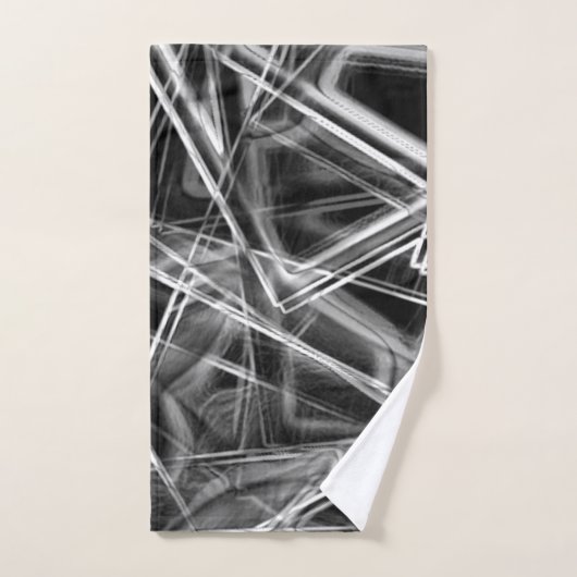 Quadrate Ecken in dicken grauen Linien auf schwarz Badhandtuch Set (Handtuch)