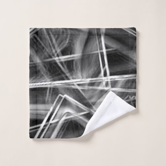 Quadrate Ecken in dicken grauen Linien auf schwarz Badhandtuch Set (Waschlappen)