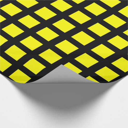 Quadrate - Gelb auf schwarz Geschenkpapier (Ecke)