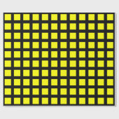 Quadrate - Gelb auf schwarz Geschenkpapier (Flach)