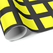 Quadrate - Gelb auf schwarz Geschenkpapier (Rolleneckpunkt)