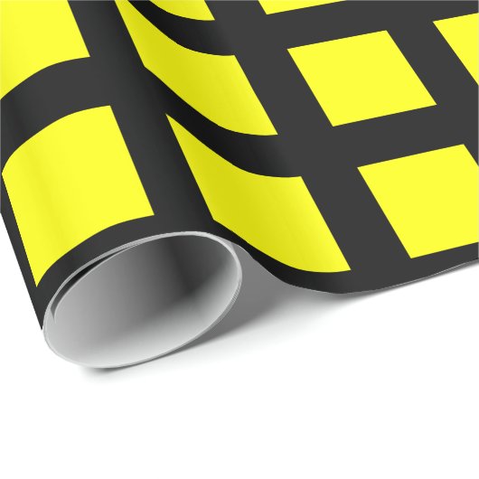 Quadrate - Gelb auf schwarz Geschenkpapier (Rolleneckpunkt)