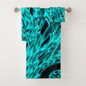 Quadrate gespiegelt in Cyan-Bild Badhandtuch Set (Insitu)