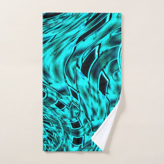 Quadrate gespiegelt in Cyan-Bild Badhandtuch Set (Handtuch)