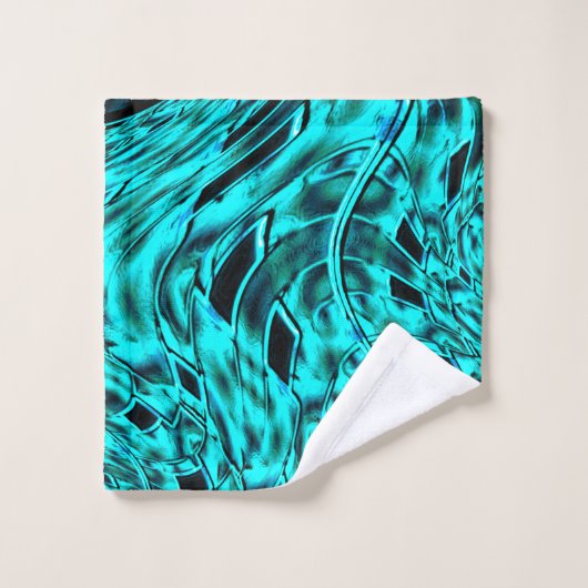 Quadrate gespiegelt in Cyan-Bild Badhandtuch Set (Waschlappen)