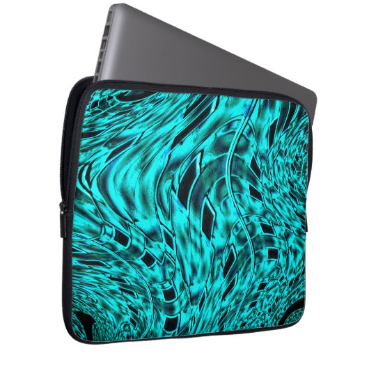 Quadrate gespiegelt in Cyan-Bild Laptopschutzhülle (Vorne Rechts)