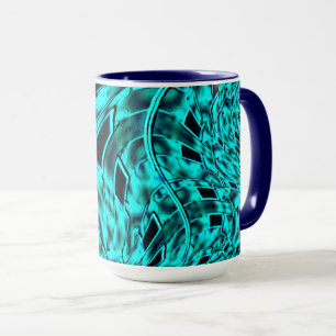 Quadrate gespiegelt in Cyan-Bild Tasse