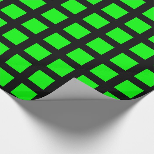 Quadrate - grün auf schwarz geschenkpapier (Ecke)