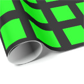 Quadrate - grün auf schwarz geschenkpapier (Rolleneckpunkt)