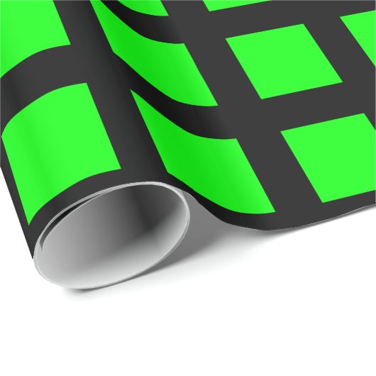 Quadrate - grün auf schwarz geschenkpapier (Rolleneckpunkt)