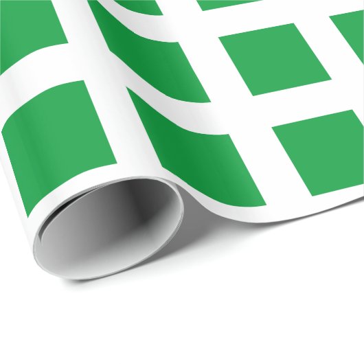 Quadrate - grün auf Weiß Geschenkpapier (Rolleneckpunkt)