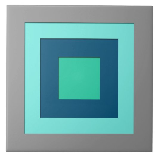 Quadrate in der Mitte des Jahrhunderts - blau & gr Fliese (Vorderseite)