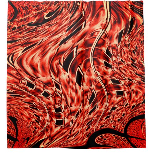 Quadrate in Korallen oder Rot gespiegelt Duschvorhang (Vorderseite)