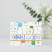 Quadrate in orange, CoNgRaTuLaTiOns Postkarte (Stehend Vorderseite)