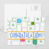 Quadrate in orange, CoNgRaTuLaTiOns Postkarte (Vorne/Hinten)