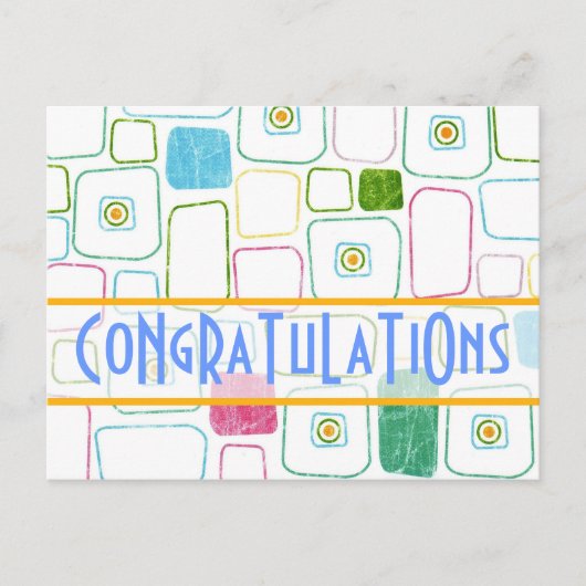 Quadrate in orange, CoNgRaTuLaTiOns Postkarte (Vorderseite)