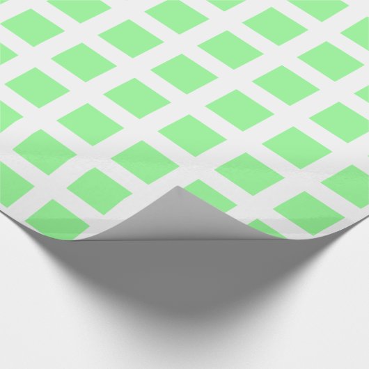 Quadrate - Minzgrün auf Weiß Geschenkpapier (Ecke)