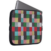 Quadrate mit bunten, Vintagen Stoffpatchwork Laptopschutzhülle (Vorne Rechts)