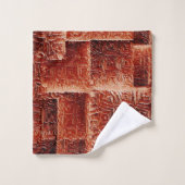 Quadrate mit dunkelroter und hellroter Wandstruktu Badhandtuch Set (Waschlappen)