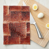 Quadrate mit dunkelroter und hellroter Wandstruktu Geschirrtuch (Viertel Falte)