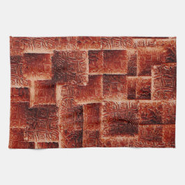 Quadrate mit dunkelroter und hellroter Wandstruktu Geschirrtuch