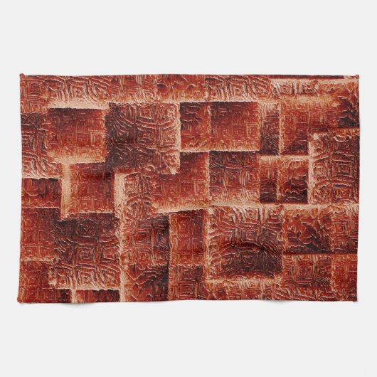 Quadrate mit dunkelroter und hellroter Wandstruktu Geschirrtuch (Horizontal)