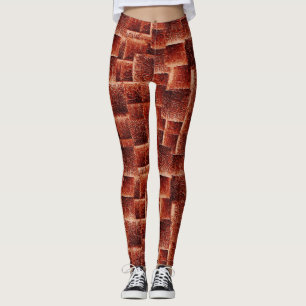 Quadrate mit dunkelroter und hellroter Wandstruktu Leggings