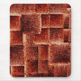 Quadrate mit dunkelroter und hellroter Wandstruktu Mousepad