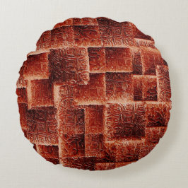 Quadrate mit dunkelroter und hellroter Wandstruktu Rundes Kissen