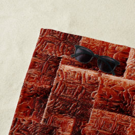 Quadrate mit dunkelroter und hellroter Wandstruktu Strandtuch