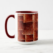 Quadrate mit dunkelroter und hellroter Wandstruktu Tasse (Links)