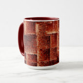 Quadrate mit dunkelroter und hellroter Wandstruktu Tasse (Vorderseite Links)