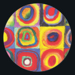 Quadrate mit konzentrischen Kreisen Hiroaki Takaha Runder Aufkleber<br><div class="desc">Plätze mit konzentrischen Kreisen (1913) von Hiroaki Takahashi.</div>