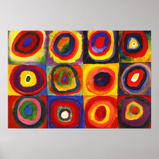 Quadrate mit konzentrischen Kreisen Vintage Poster (Vorne)