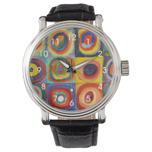 Quadrate mit konzentrischen Kreisen von Kandinsky Armbanduhr