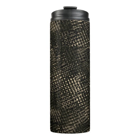 Quadrate mit Kratzern oder dunkelbraunen Würfeln Thermosbecher (Vorderseite)