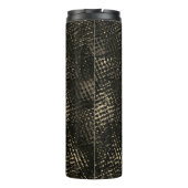 Quadrate mit Kratzern oder dunkelbraunen Würfeln Thermosbecher (Rückseite)