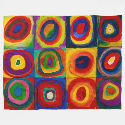 Quadrate mit Kreisen, Abstrakt, Wassis Kandinsky Fleecedecke (Vorderseite (Horizontal))