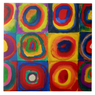 Quadrate mit Kreisen, Abstrakt, Wassis Kandinsky Fliese