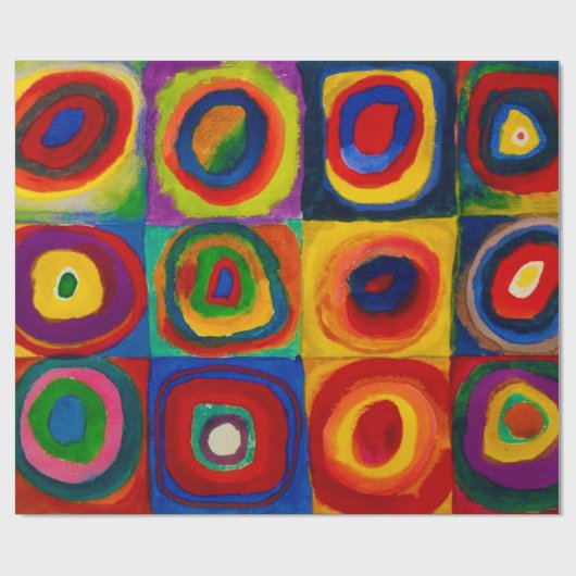 Quadrate mit Kreisen, Abstrakt, Wassis Kandinsky Geschenkpapier (Flach)