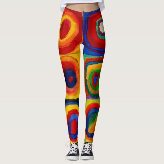 Quadrate mit Kreisen, Abstrakt, Wassis Kandinsky Leggings (Vorderseite)