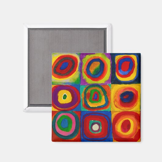 Quadrate mit Kreisen, Abstrakt, Wassis Kandinsky Magnet (Vorderseite/Rückseite)