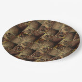 Quadrate mit runden Formen, die das Holzrelief sim Pappteller (Schrägansicht)