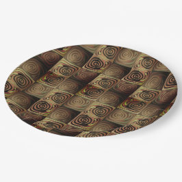 Quadrate mit runden Formen, die das Holzrelief sim Pappteller