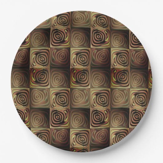 Quadrate mit runden Formen, die das Holzrelief sim Pappteller (Vorderseite)