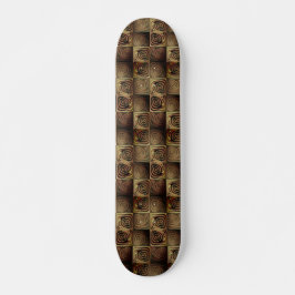 Quadrate mit runden Formen, die das Holzrelief sim Skateboard