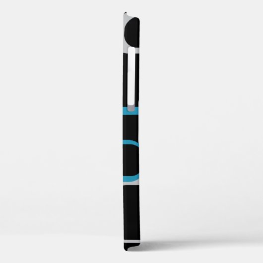 Quadrate Muster Retro Blue Grau Schwarz Case-Mate iPhone Hülle (Rückseite / Links)